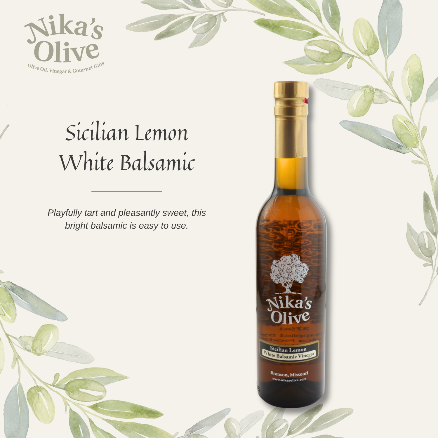 Sicilian Lemon White Balsamic Vinegar — Nika's Olive | Ultra
